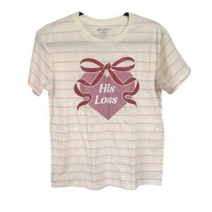 His Loss Indie Sleeze Graphic Tee Striped Valentine T-Shirt Sexy Funny Large